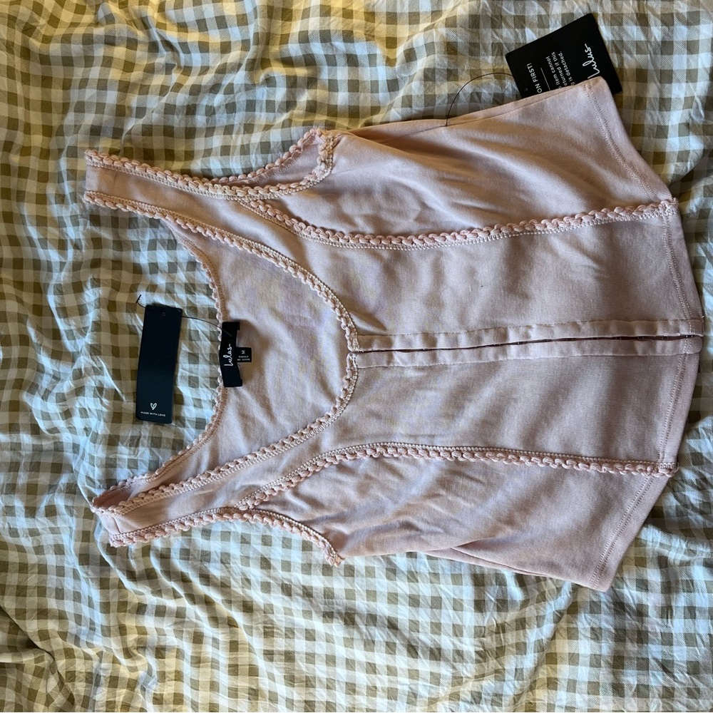 Lulu's Blush Pink Top with Lace Trim